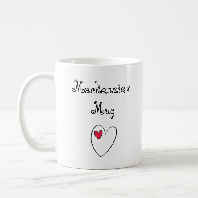 Caneca De Café Personalized Romantic Heart (Esquerda)