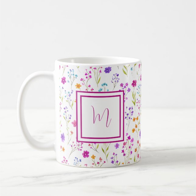 Caneca De Café Personalized Romantic Spring Girly Flowers  (Esquerda)