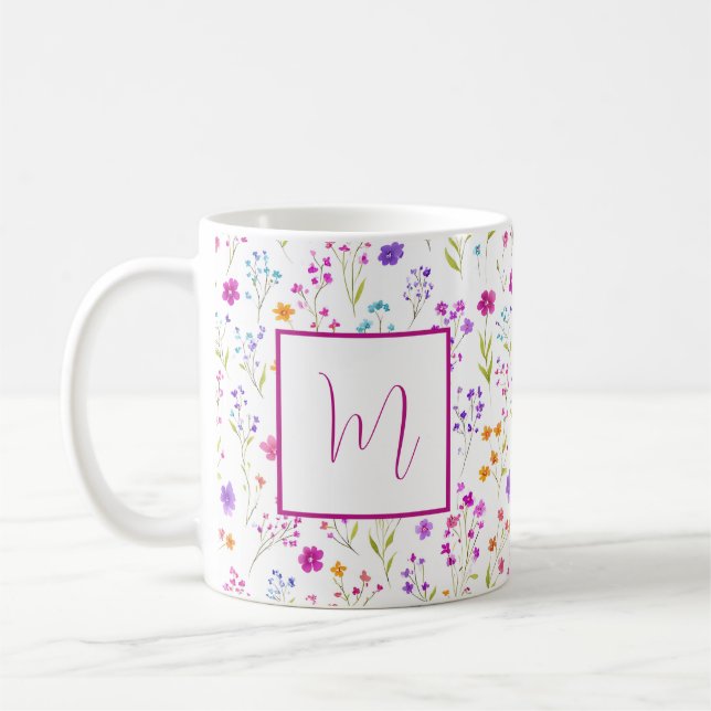 Caneca De Café Personalized Romantic Spring Girly Flowers  (Esquerda)