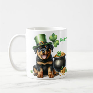 Caneca De Café Personalized Rottweiler Dog St. Patty's Day