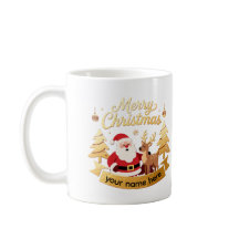 Personalized Santa & Reindeer Holiday Mug