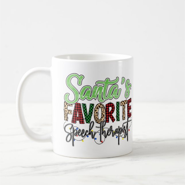 Caneca De Café Personalized Santa's Favorite Speech Therapist (Esquerda)
