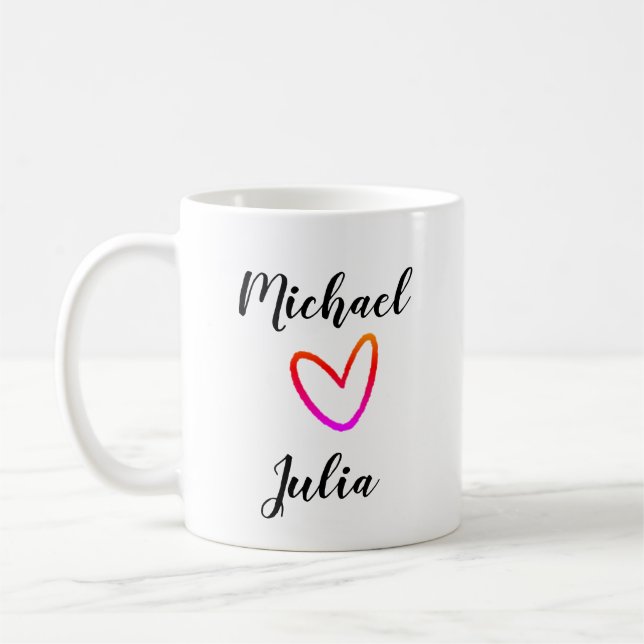 Caneca De Café personalized simple minimal add your name red hear (Esquerda)