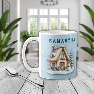 Caneca De Café Personalized Snowman Christmas Mug with Name 