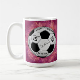 Caneca De Café Personalized Soccer Ball Birthday  | Age Name Text