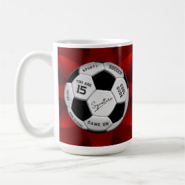 Caneca De Café Personalized Soccer Ball Birthday  | Age Name Text