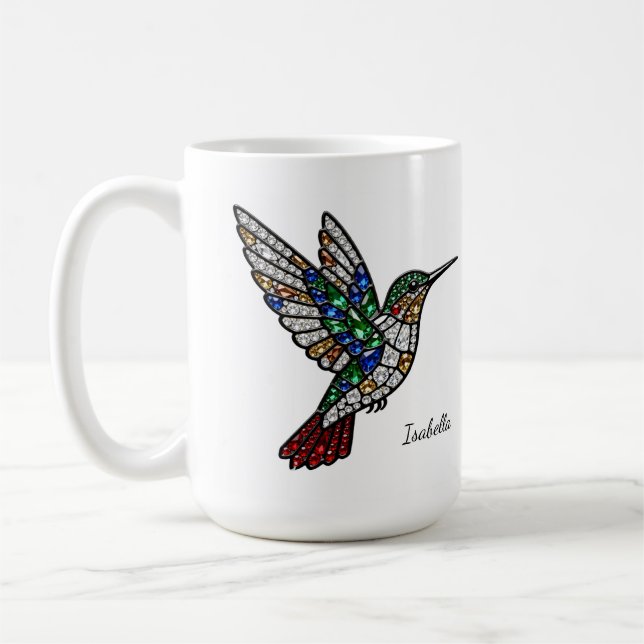Caneca De Café Personalized Stained Glass Hummingbird Mug (Esquerda)