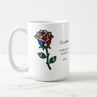 Caneca De Café Personalized Stained Glass Rose Retirement Mug
