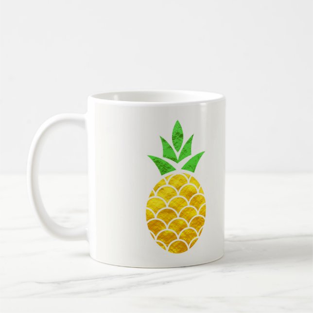 Caneca De Café Personalized Summer Foil Gold Geometric Pineapple. (Esquerda)