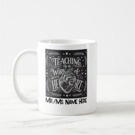 Caneca De Café Personalized Teacher Appreciation Chalkboard Heart