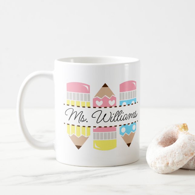 Caneca De Café Personalized Teacher Name Teacher Appreciation (Com Donut)