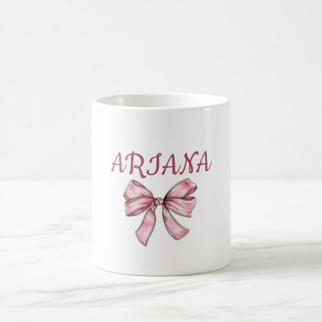 Caneca De Café Personalized  text Pink Bow Mug  (Centro)