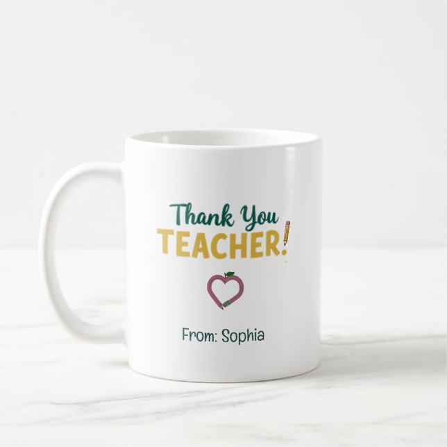 Caneca De Café Personalized Thank You Teacher Gift From Student  (Esquerda)