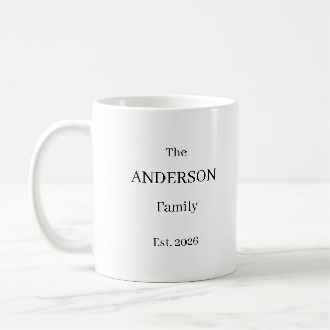 Caneca De Café Personalized The Last Name Family Mug – Custom Wed (Esquerda)