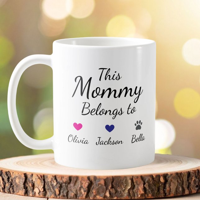 Caneca De Café Personalized This Mommy Belongs To Kids Pet Name (Criador carregado)