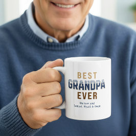 Caneca De Café Personalized Typography Design Best Grandpa Ever 