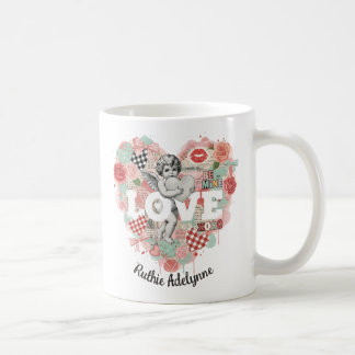 Caneca De Café Personalized Victorian Coquette Cherub Love Heart