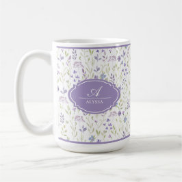 Caneca De Café Personalized Watercolor Wildflower Mug