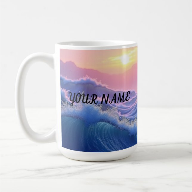 Caneca De Café Personalized Waves Mountain  (Esquerda)