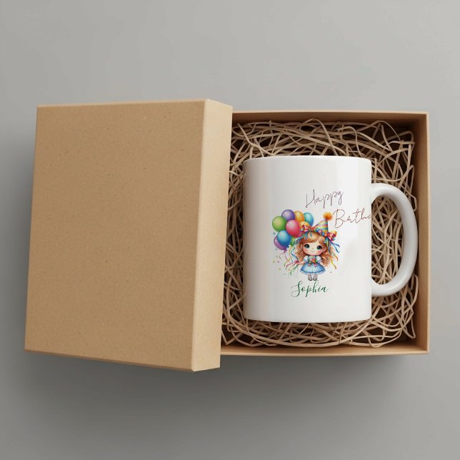 Caneca De Café Personalized whimsical doll birthday mug (Criador carregado)