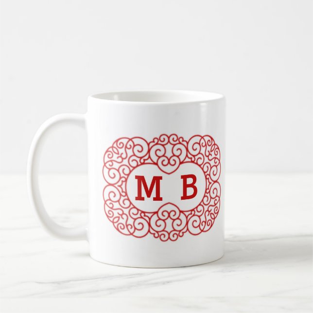 Caneca De Café Personalized White red Women’s Elegant Custom Gift (Esquerda)
