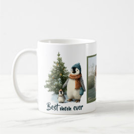 Caneca De Café Personalized Winter Penguin “Best Mom Ever”