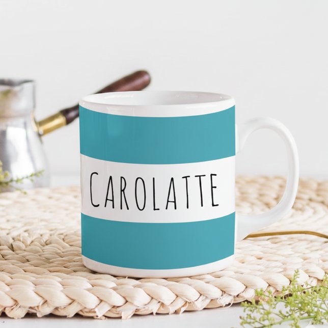 Caneca De Café Personalized With Name Custom Turquoise (Criador carregado)