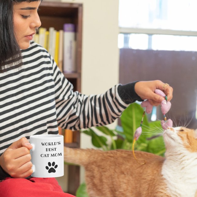 Caneca De Café Personalized World's Best Cat Mom Custom Photo (Criador carregado)