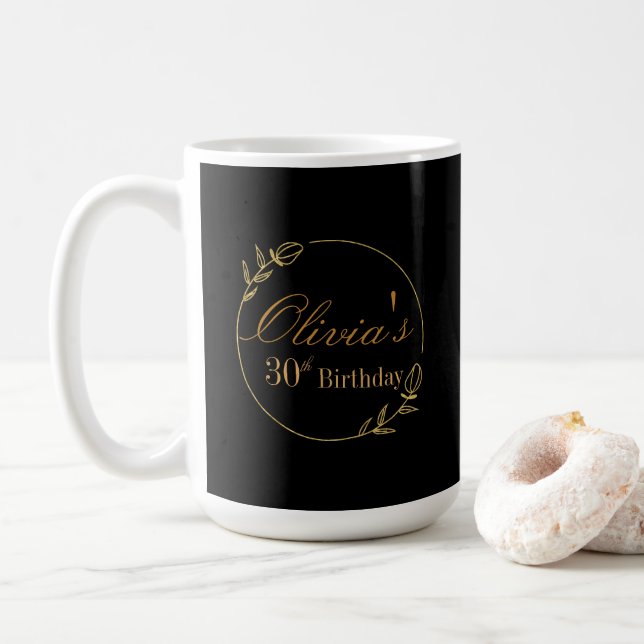 Caneca De Café Personalizes Birthday with Golden Frame (Com Donut)