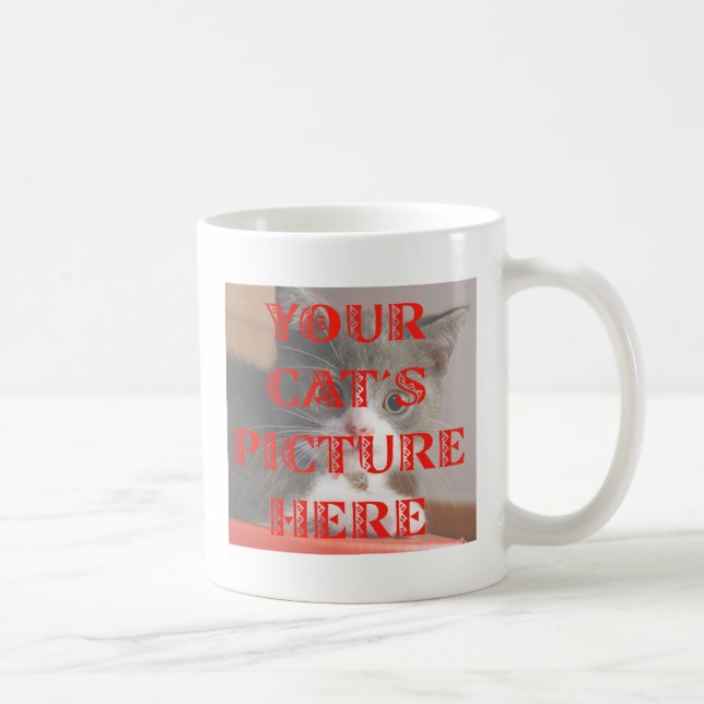 Caneca De Café Personalizou a foto do seu gato (Direita)