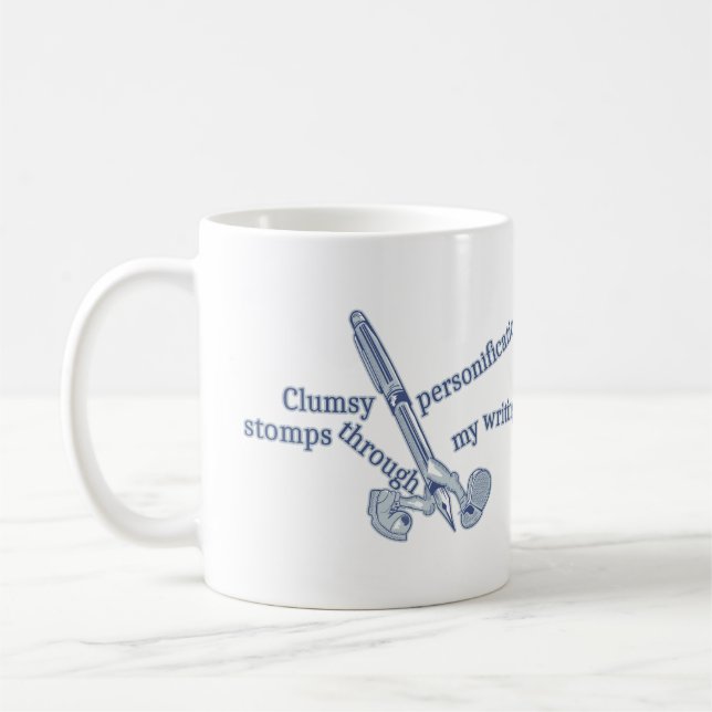 Caneca De Café Personificação Engraçado Escrevendo Criativo (Esquerda)