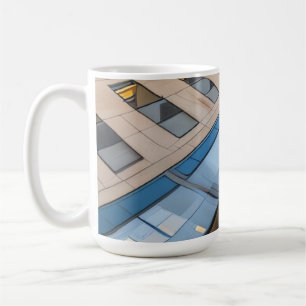 Caneca De Café Perspectiva de Fachada Azul 