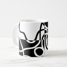 Caneca De Café Persuasão linear II: Abstrato preto e branco