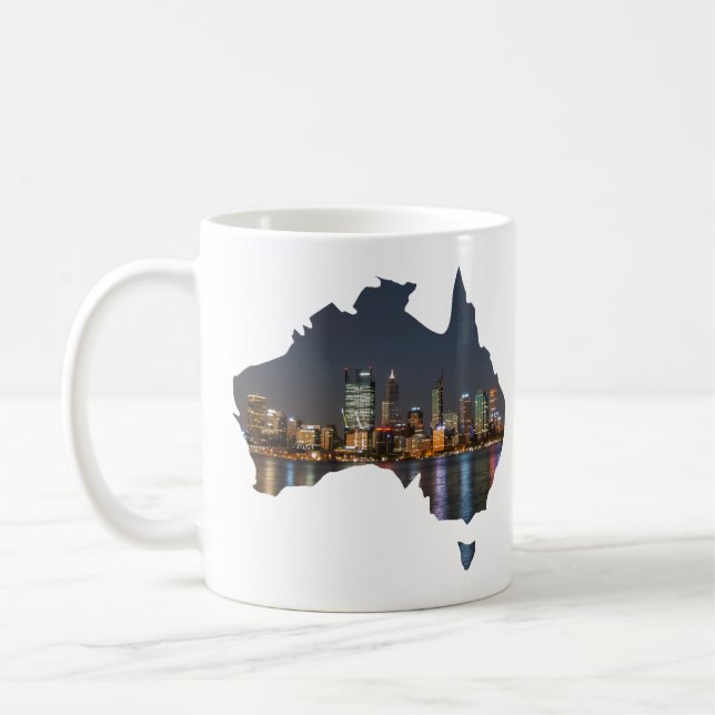 Caneca De Café Perth, Austrália, Skyline por reflexões noturnas (Esquerda)