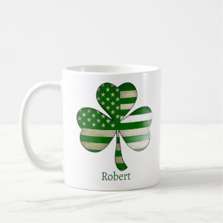 Caneca De Café Perturbação da bandeira americana Irish Shamrock