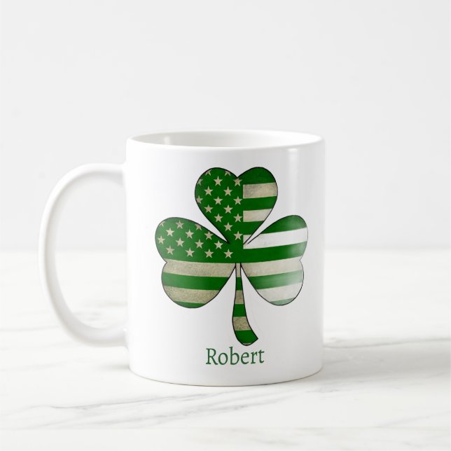 Caneca De Café Perturbação da bandeira americana Irish Shamrock (Esquerda)