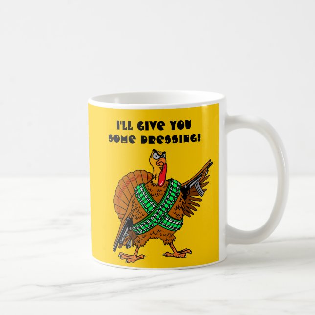 Caneca De Café Peru de Ação de Graças com arma. (Direita)