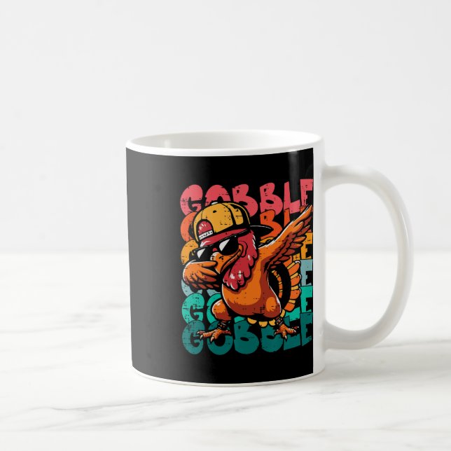 Caneca De Café Peru de Ação de Graças Dab Gobble Engraçado Menino (Direita)