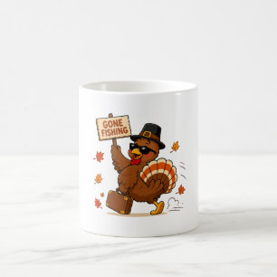 Caneca De Café Peru de Ação de Graças Engraçado Foi Pescar