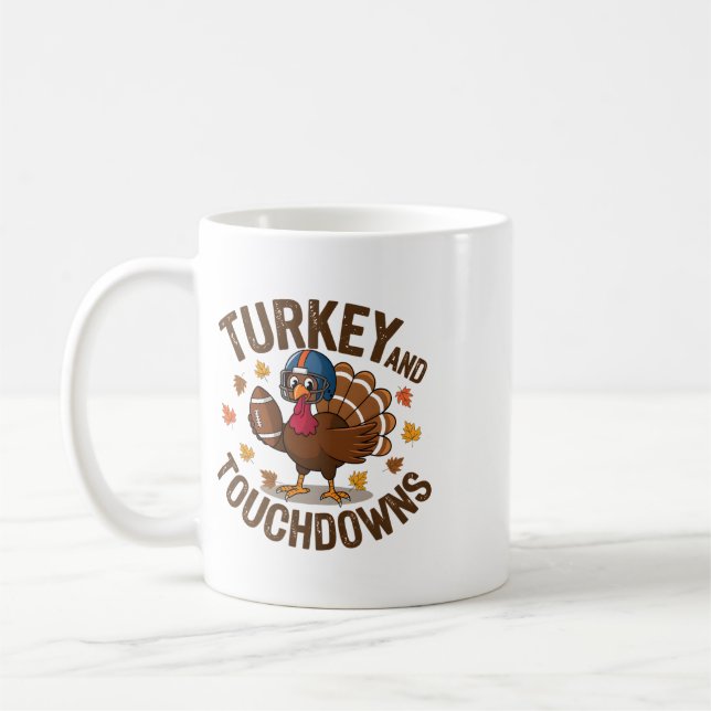 Caneca De Café Peru do Dia de Ação de Graças e Touchdowns Jogador (Esquerda)
