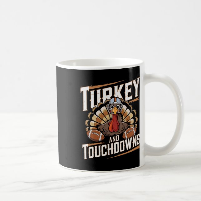 Caneca De Café Peru E Touchdowns Dia De Ação De Graças Futebol Am (Direita)