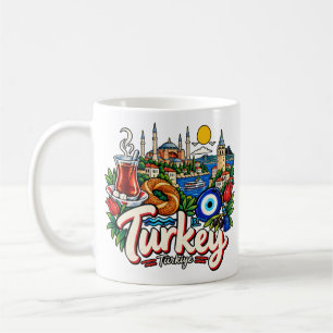Caneca De Café Peru não, Arte de Viagem Turquia Desenhada à Mão M