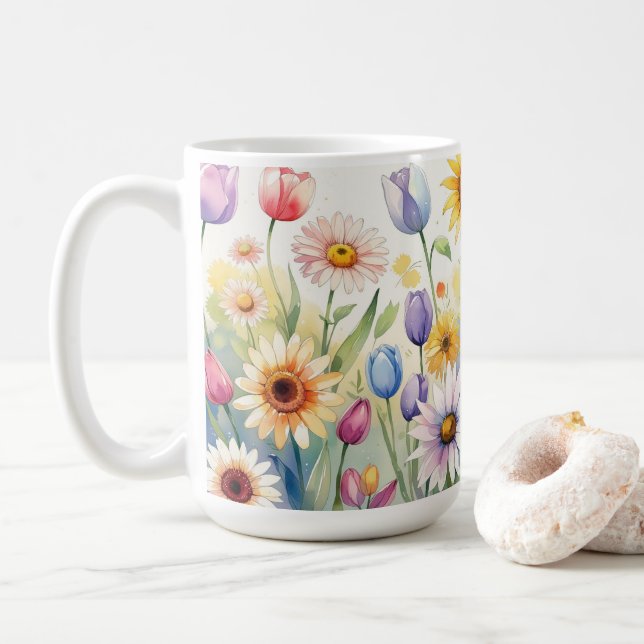 Caneca De Café Perucas de flores (Com Donut)