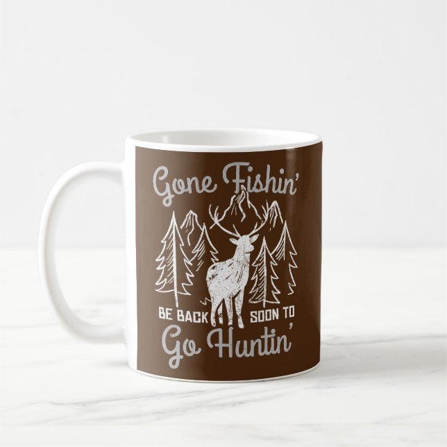 Caneca De Café Pesca Caça Hobby Cotação Pescador Deer Hunter (Esquerda)