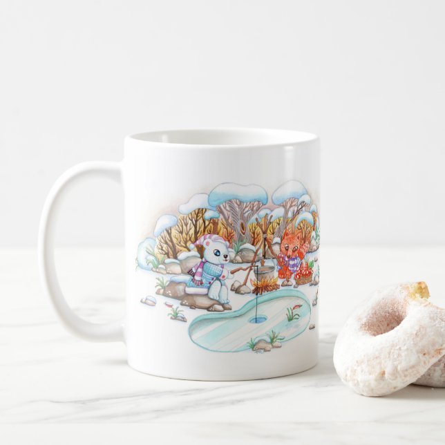 Caneca De Café Pesca Do Gelo (Com Donut)