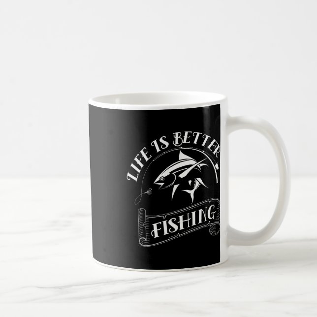 Caneca De Café Pesca Engraçada Oferece Vida É Melhor Pescar (Direita)