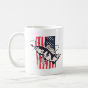 Caneca De Café Pesca Patriótica Americana Quarto de julho