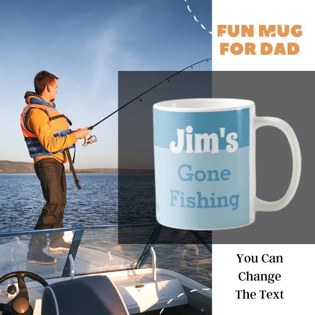 Caneca De Café Pesca Personalizada Saiu | Nome Mug Café (Criador carregado)