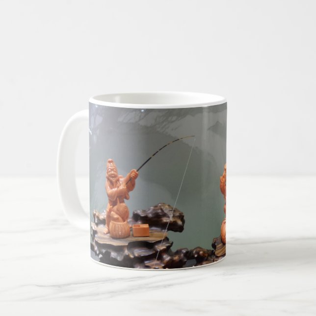Caneca De Café Pescador chinês White Coffee Mug (Frente Esquerda)