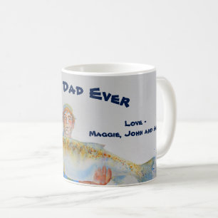 Caneca De Café Pescador com aquarela Melhor Pai